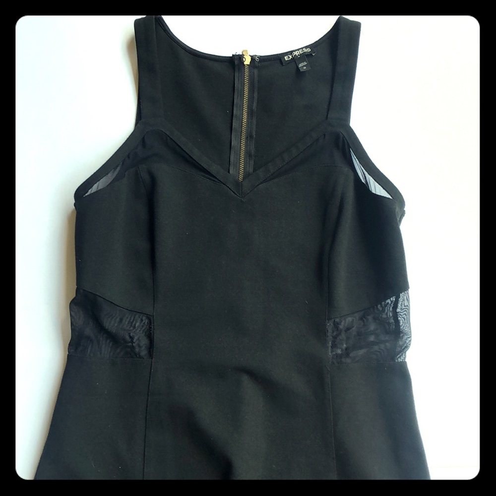 Black Express Dress with Mesh Cutouts